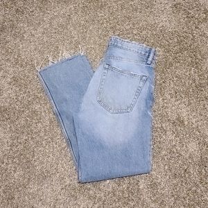 Zara distressed straight leg jeans